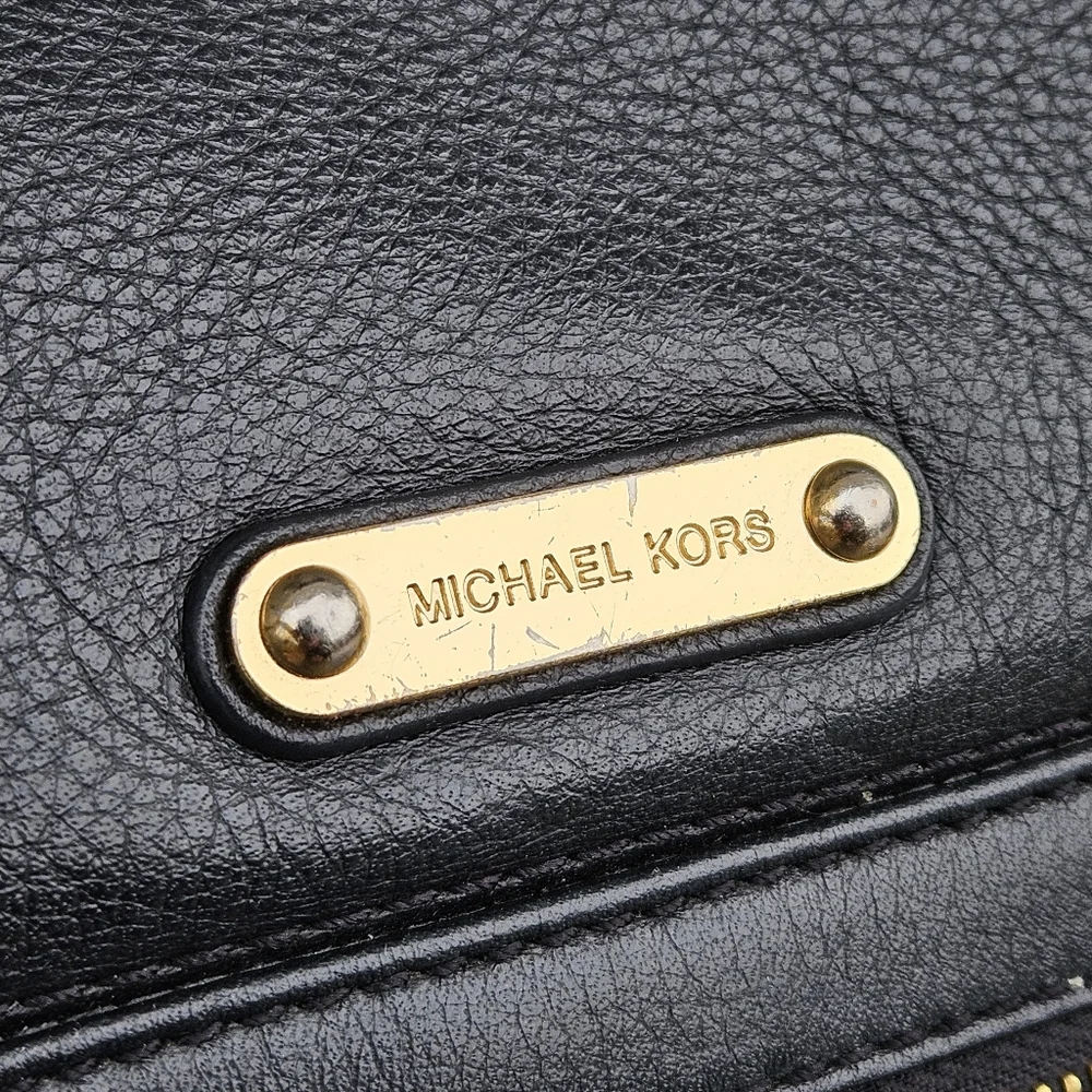 Michael Kors Austin Large Black Hobo Shoulder Bag Purse Full-Grain Leather